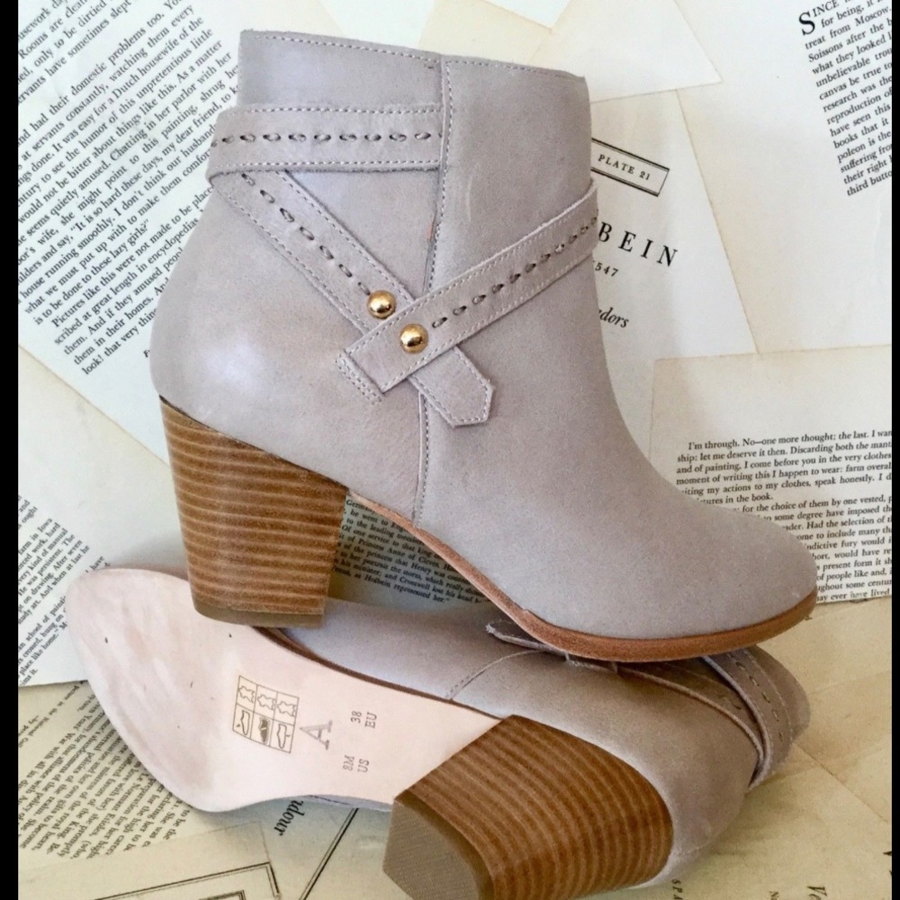 Anthropologie Leather Buckle Inside Zip Boot 8 - Picture 5 of 7